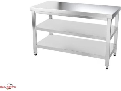 Stół ze stali nierdzewnej z dwiema półkami bez tylnej krawędzi - 2,0 x 0,6 m
