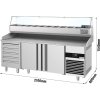 Stół chłodniczy do pizzy PREMIUM - 2100x800mm - z 3 drzwiami & 7 szufladami - włącznie z witryną chłodniczą nadstawną - 10x GN 1/3