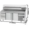 Stół chłodniczy do pizzy PREMIUM PLUS - 2305x800mm - z 2 drzwiami & 2 szufladami - włącznie z witryną chłodniczą nadstawną - 11x GN 1/4