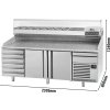 Stół chłodniczy do pizzy PREMIUM PLUS - 2305x800mm - z 2 drzwiami & 6 szufladami - włącznie z witryną chłodniczą nadstawną - 10x GN 1/3