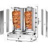 Grill gazowy gyrosa /kebab - 4+4 palniki - maks. 120 kg - włącznie z płytą ochronną i drzwiami na zawiasach