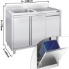 Szafka pod zlewozmywak  - 1200x600 mm - z pojemnikiem do odpady & 1 zlewem po lewej stronie