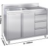 Szafka pod zlewozmywak  - 1200x600 mm - z 3 szufladami & 1 zlewem po lewej stronie