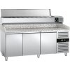 Stół chłodniczy do pizzy PREMIUM - 2000x800mm - z 3 drzwiami - włącznie z witryną chłodniczą nadstawną - 9x GN 1/3