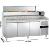 Stół chłodniczy do pizzy PREMIUM - 2000x800mm - z 3 drzwiami - włącznie z witryną chłodniczą nadstawną - 9x GN 1/3