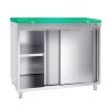 Szafka robocza ze stali nierdzewnej PREMIUM - 1000x800 mm - z drzwiami przesuwnymi bez panelu tylnego włącznie z płytą do cięcia
