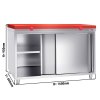 Szafka robocza PREMIUM ze stali nierdzewnej - 1600x600 mm - z drzwiami przesuwnymi bez panelu tylnego, włącznie z płytą do cięcia