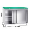 Szafka robocza PREMIUM ze stali nierdzewnej - 1200x800 mm - z drzwiami przesuwnymi bez panelu tylnego, włącznie z płytą do cięcia