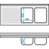 Stół zlewozmywakowy do zmywarki - 1600x700mm - z 2 zlewami po prawej stronie