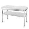 Stół roboczy ze stali nierdzewnej PREMIUM - 1200x700mm - z półką dolną bez panelu tylnego, włącznie z płytą do cięcia