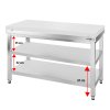 Stół roboczy ze stali nierdzewnej PREMIUM - 1200x700mm - z półką dolną bez panelu tylnego, włącznie z płytą do cięcia