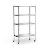 Regał ze stali nierdzewnej PREMIUM - 1,0 x 0,5 m - z 4 półkami (REGULOWANA) - w zestawie 4 kółka