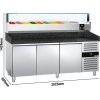 Stół chłodniczy do pizzy PREMIUM - 2000x800mm - z 3 drzwiami - włącznie z witryną chłodniczą nadstawną LED - 10x GN 1/4