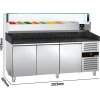 Stół chłodniczy do pizzy PREMIUM - 2000x800mm - z 3 drzwiami - włącznie z witryną chłodniczą nadstawną LED - 9x GN 1/3
