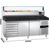 Stół chłodniczy do pizzy PREMIUM - 2000x800mm - z 2 drzwiami i 7 szufladami - włącznie z witryną chłodniczą nadstawną LED - 9x GN 1/3