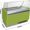 Lada na lody - Liam - 1310 mm - z oświetleniem LED - na 10 + 10 pojemników - jasnozielona