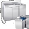 Szafka pod zlewozmywak - 1200x700 mm - z pojemnikiem do odpady & 1 zlewem po prawej stronie