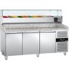 Stół chłodniczy do pizzy ECO - 2000x800mm - z 3 drzwiami - włącznie z witryną chłodniczą nadstawną - 10x GN 1/4