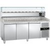 Stół chłodniczy do pizzy ECO - 2000x800mm - z 3 drzwiami - włącznie z witryną chłodniczą nadstawną - 10x GN 1/4