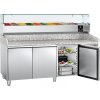 Stół chłodniczy do pizzy ECO - 2000x800mm - z 3 drzwiami - włącznie z witryną chłodniczą nadstawną - 10x GN 1/4