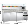 Stół chłodniczy do pizzy ECO - 2000x800mm - z 3 drzwiami - włącznie z witryną chłodniczą nadstawną - 10x GN 1/4