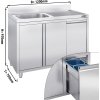 Szafka pod zlewozmywak - 1200x700 mm - z pojemnikiem do odpady & 1 zlewem po lewej stronie