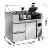 Stół przygotowawczy - 1210 mm - dla 9x GN 1/6 - 1 drzwi i 2 szuflady - włącznie z grillem kontaktowym i maszyną do hamburgerów