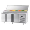 Stół chłodniczy do przygotowywania - 1960x700mm - z 3 drzwiami - nadstawna ze stali nierdzewnej 9x GN 1/3