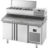 Stół chłodniczy do pizzy PREMIUM PLUS - 1490x700mm - z 2 drzwiami - włącznie z witryną chłodniczą nadstawną - 6x GN 1/4
