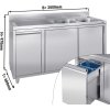 Szafka pod zlewozmywak - 2000x600 mm - z pojemnikiem do odpady & 2 zlewami po prawej stronie
