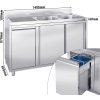 Szafka pod zlewozmywak  - 1400x600 mm - z pojemnikiem do odpady & 2 zlewami po prawej stronie