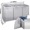 Szafka pod zlewozmywak - 1800x700 mm - z pojemnikiem do odpady & 2 zlewami po lewej stronie