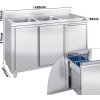 Szafka pod zlewozmywak - 1400x600 mm - z pojemnikiem na odpady & 2 zlewami po lewej stronie