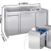 Szafka pod zlewozmywak - 1600x700 mm - z pojemnikiem na odpady & 2 zlewami po prawej stronie