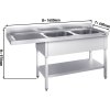 Stół zlewozmywakowy do zmywarki - 1600x600mm - z 2 zlewami po prawej stronie