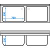 Szafka ze zlewem do mycia garnków  - 1600x700mm - z 2 zlewami