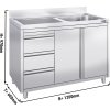 Szafka pod zlewozmywak  - 1200x600 mm - z 3 szufladami & 1 zlewem po prawej stronie