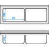 Szafka ze zlewem do mycia garnków   - 1800x700mm - z 2 zlewami