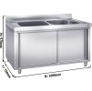 Szafka ze zlewem do mycia garnków  - 2000x700mm - z 2 zlewami