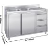 Szafka pod zlewozmywak  - 1400x600 mm - z 3 szufladami & 2 zlewami po lewej stronie