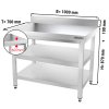 Stół roboczy PREMIUM ze stali nierdzewnej - 1000x700 mm - z półką dolną, panelem tylnym & półką pośrednią