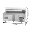 Stół chłodniczy do pizzy PREMIUM PLUS - 2305x800mm - z 2 drzwiami & 2 szufladami - włącznie z witryną chłodniczą nadstawną - 10x GN 1/3