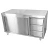 Szafka robocza ze stali nierdzewnej ECO - 1600x600 mm - z 3 szufladami po prawej stronie bez panelu tylnego