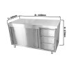 Szafka robocza ze stali nierdzewnej ECO - 1600x600 mm - z 3 szufladami po prawej stronie bez panelu tylnego