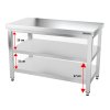 Stół roboczy PREMIUM ze stali nierdzewnej - 1200x600 mm - z dolną półką & wspornikiem