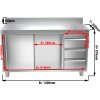 Szafka robocza PREMIUM ze stali nierdzewnej - 1400x600 mm - z 3 szufladami po prawej stronie & panelem tylnym
