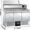 Stół chłodniczy do pizzy PREMIUM - 1400x700mm - 3 drzwi - włącznie z witryną chłodniczą nadstawną - 6x GN 1/4