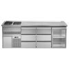 Barowy stół chłodniczy PREMIUM PLUS - 2500x700mm - 1 szklane drzwi & 6 szuflad