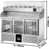 Stół chłodniczy do pizzy PREMIUM - 1400x700mm - 3 szklane drzwi - włącznie z witryną chłodniczą nadstawną - 6x GN 1/4