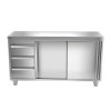 Szafka robocza PREMIUM ze stali nierdzewnej - 1600x600 mm - z 3 szufladami po lewej stronie bez panelu tylnego